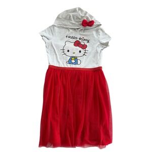 Girls XL Sanrio Hello Kitty Cosplay Hoodie Dress Red Tulle Skirt